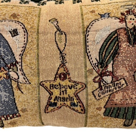 🛍️2 for $25 Sale🛍️ Angel Tapestry Pillow VTG of 2 "Angels Among Us" Christmas - Picture 8 of 8